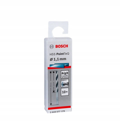 Bosch Wiertła Do Metalu HSS PointTeQ Średnica 1,1 mm 10szt 2608577179