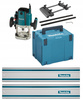 Makita Frezarka 230V 1650W 2x Szyna 1M Adapter Łącznik Walizka RP1803FX