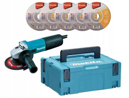 Makita Szlifierka Kątowa 840W 125mm 5x Tarcza Tnąca D-18770 Makpac 9558HNRG