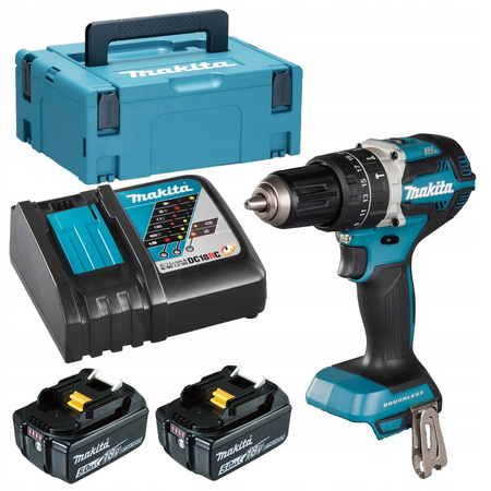 Makita Aku Wiertarko Wkrętarka Udarowa Udar 18 2x5Ah BL1850 DC18RC DHP484ZJ