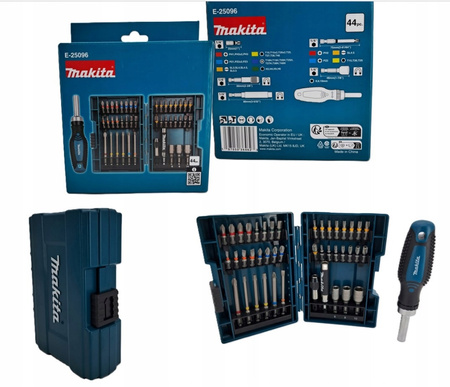 Makita E-25096 Zestaw bitów nasadek+ wkrętak z grzechotką set 44 el.walizka
