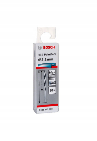 Bosch Wiertła Do Metalu HSS PointTeQ Średnica 3,1 mm 10szt 2608577199