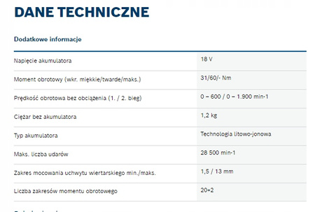 Wkrętarka udarowa Bosch GSB 18 V-60 C 06019G2100