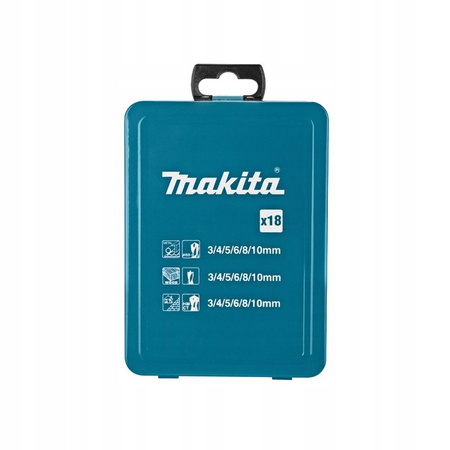 MAKITA D-46202 Zestaw wierteł do metalu drewna cegły betonu 18 szt.