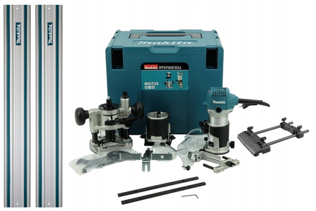 Makita Frezarka 230V 710W 2x Szyna 1500 Łącznik Adapter 194579 RT0702CX2J