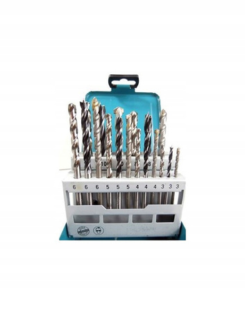 MAKITA D-46202 Zestaw wierteł do metalu drewna cegły betonu 18 szt.