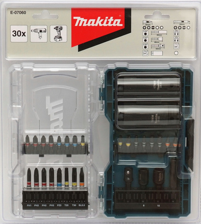 Makita E-07060 Zestaw udarowych bitów i kluczy nasadowych 30 elementów 3/8"