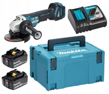 Makita Aku Szlifierka Kątowa LXT 18V 125mm 2x6Ah BL1860 DC18RC DGA517RGJ