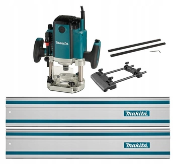 Makita Frezarka Górnowrzecionowa 1650W 2x Szyna 1M Adapter Łącznik RP1803FX