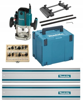 Makita Frezarka 1650W 2x Szyna 1,5M Adapter Łącznik Walizka Frezy RP1803FX